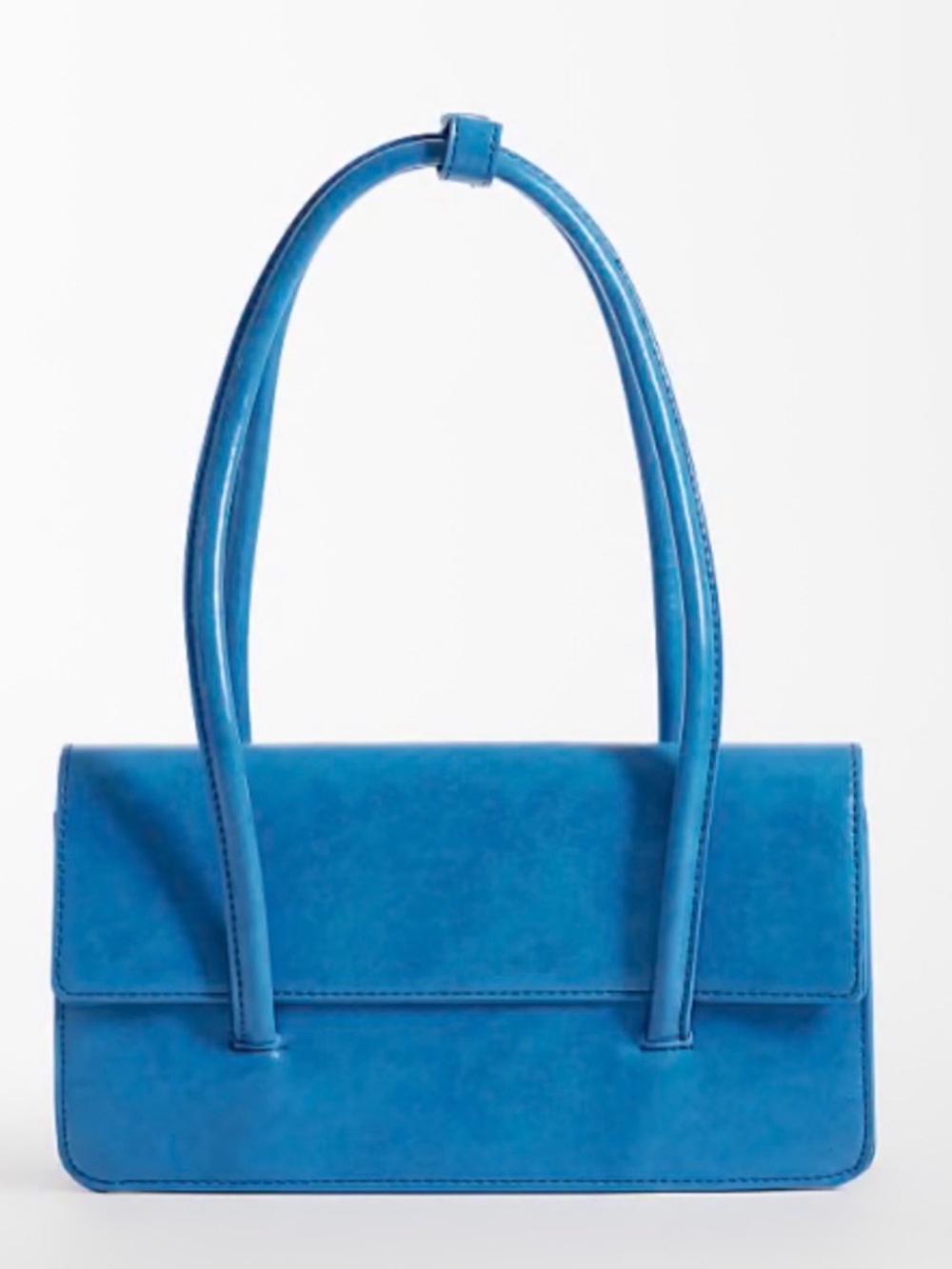 Kaiia Blue Foldover Faux Leather Top Handle Bag